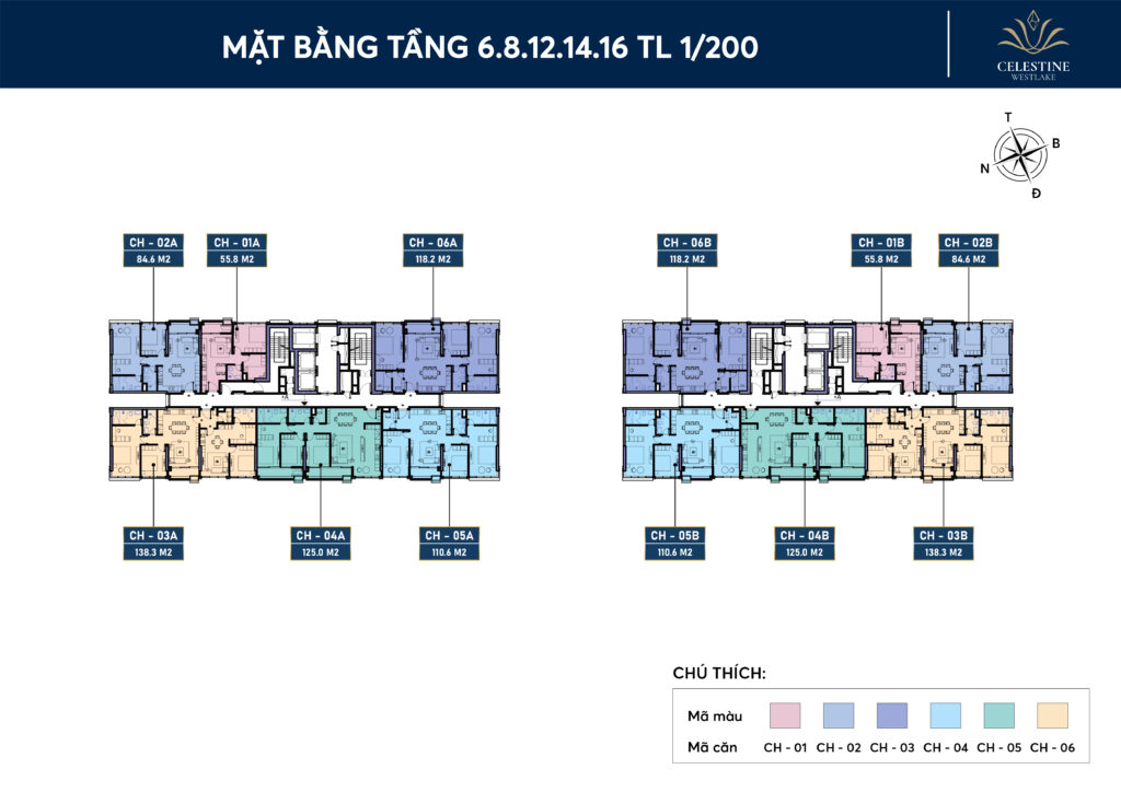 Mặt bằng điển hình chung cư Celestine Tây Hồ